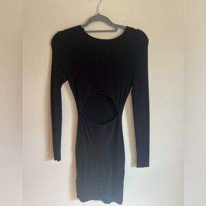 Long sleeve knit dress with mid section cut out